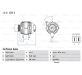 986 048 320 98056441 6204288 Alternator Opel Astra H Z17DTL Z17DTH 100 AMP marca BOSCH